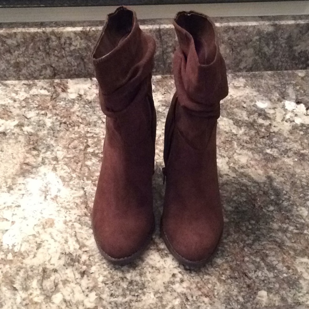 Brown above ankle calf boots